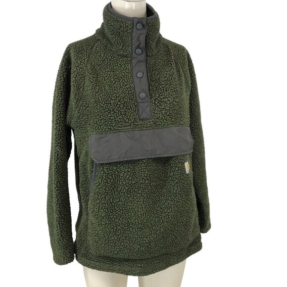 CARHARTT ~ WOMENS MEDIUM 8-10 ~ GREEN FLEECE PULLOVER SWEATER 014991-W - Picture 1 of 7